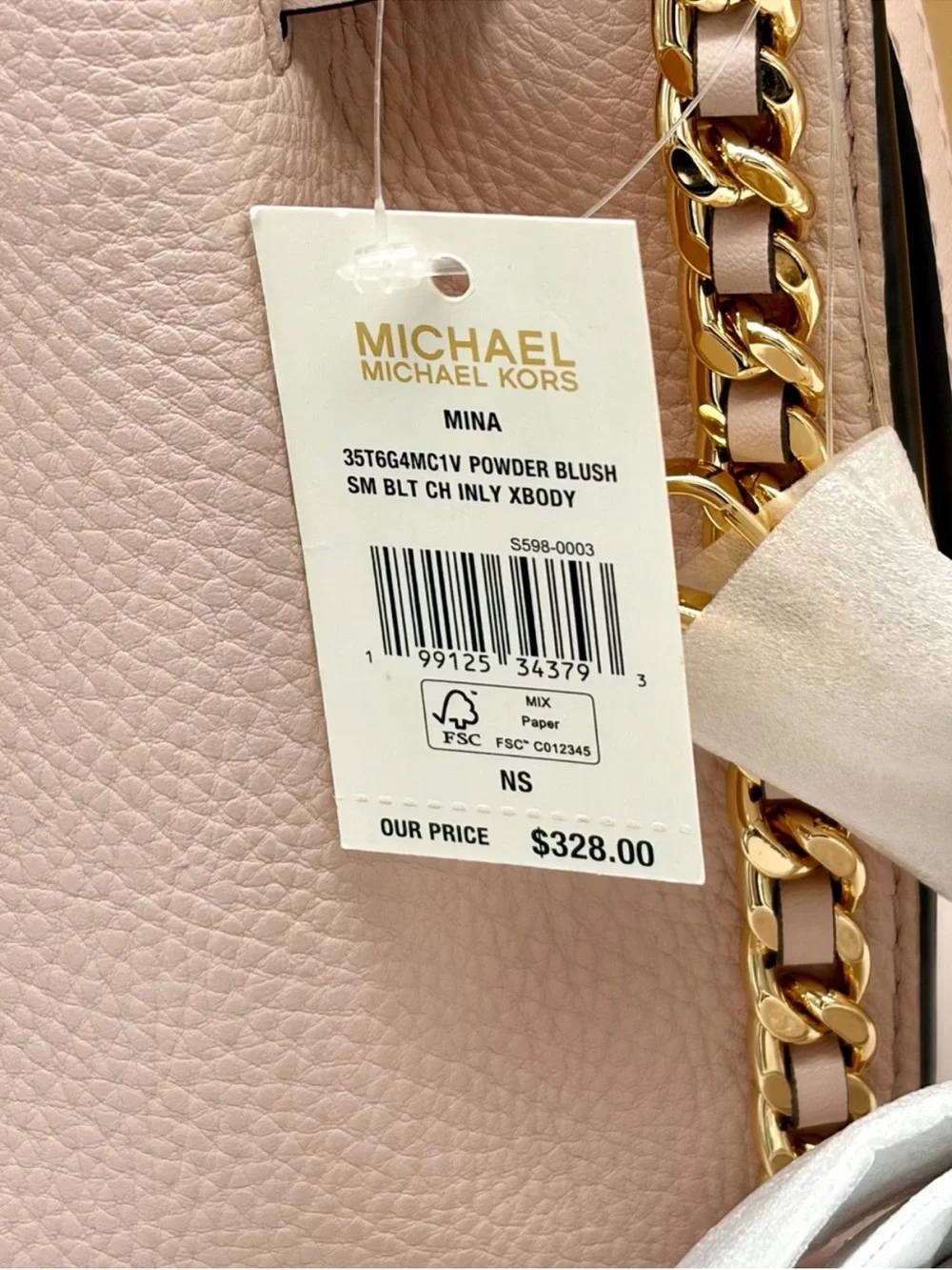 MICHAEL KORS Mina Small Chain Crossbody Bag Powder Blush